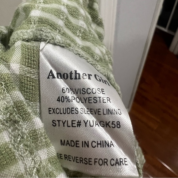 Another Girl Green Plaid Collared Mini Sheath Dress Short Sleeve Size 8 Large - Picture 8 of 10